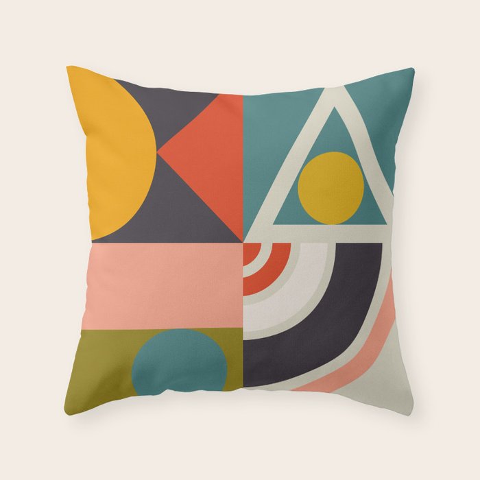 mid century bauhaus geometry abstract 2020 2 Throw Pillow Gallery Image 6