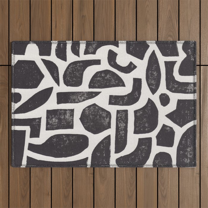 Linocut Abstract #3 Outdoor Rug Gallery Image 1