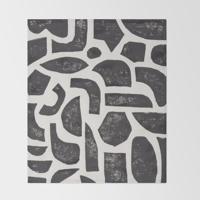 Linocut Abstract #3 Throw Blanket Gallery Image 2