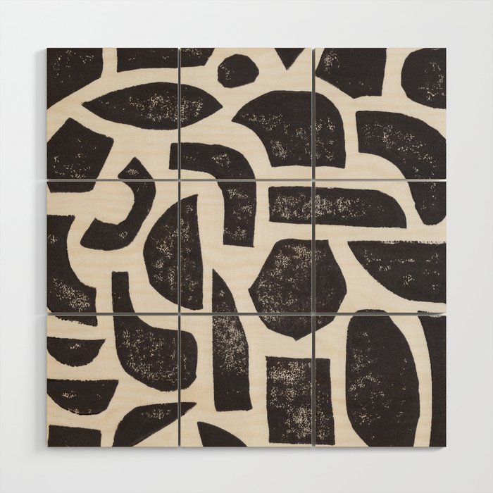 Linocut Abstract #3 Wood Wall Art Gallery Image 1