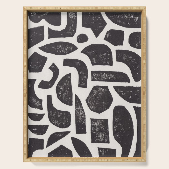 Linocut Abstract #3 Serving Tray Gallery Image 1