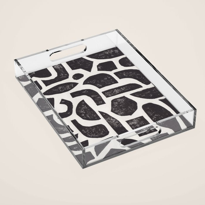 Linocut Abstract #3 Acrylic Tray Gallery Image 1
