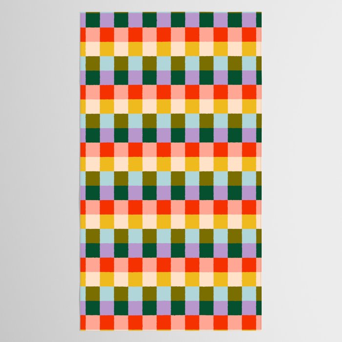 Checkered Rainbow Retro Vibe  Tablecloth Gallery Image 2