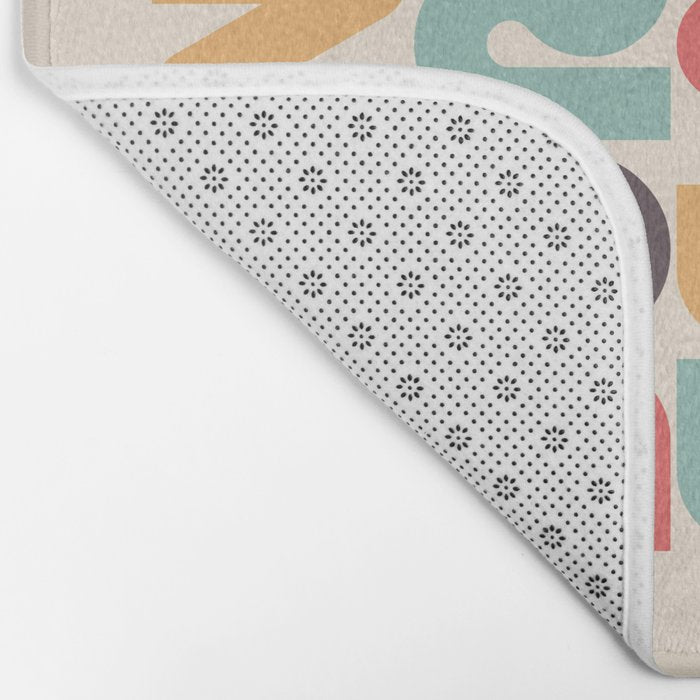 Sun Surf Sea Salt Sand Typography - Retro Rainbow Bath Mat Gallery Image 2