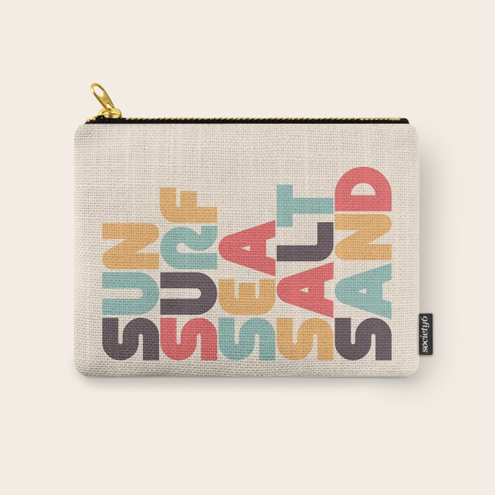 Sun Surf Sea Salt Sand Typography - Retro Rainbow Carry All Pouch Gallery Image 1