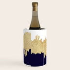 Modern navy blue white faux gold glitter brushstrokes Wine Chiller Gallery Image 2