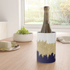 Modern navy blue white faux gold glitter brushstrokes Wine Chiller Gallery Image 4