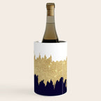 Modern navy blue white faux gold glitter brushstrokes Wine Chiller Gallery Image 1