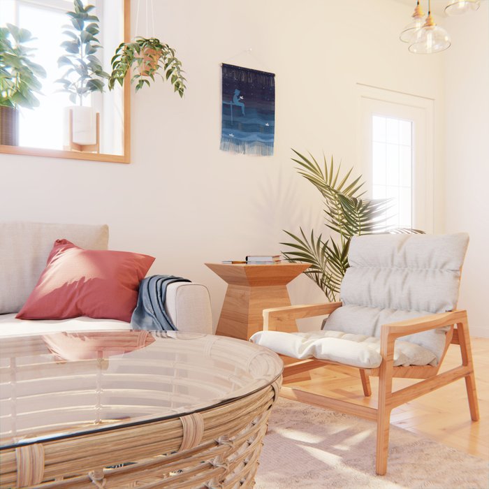 Boy with paper boats, blue Wall Hanging Gallery Image 2