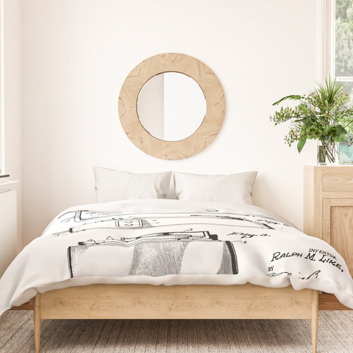 Record Player Patent - Vinyl Fan Music Lover Art - White Duvet Cover Gallery Image 3