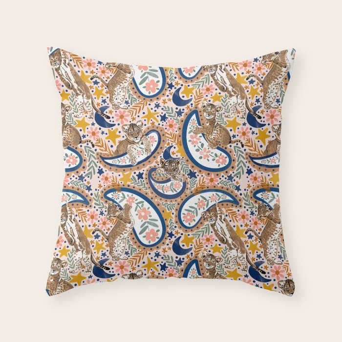  Leopard Cubs and Stars Throw Pillow Gallery Image 1