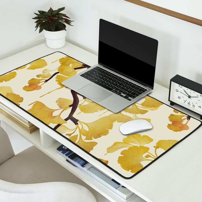O Ginkgo in Yellow Desk Mat Gallery Image 2