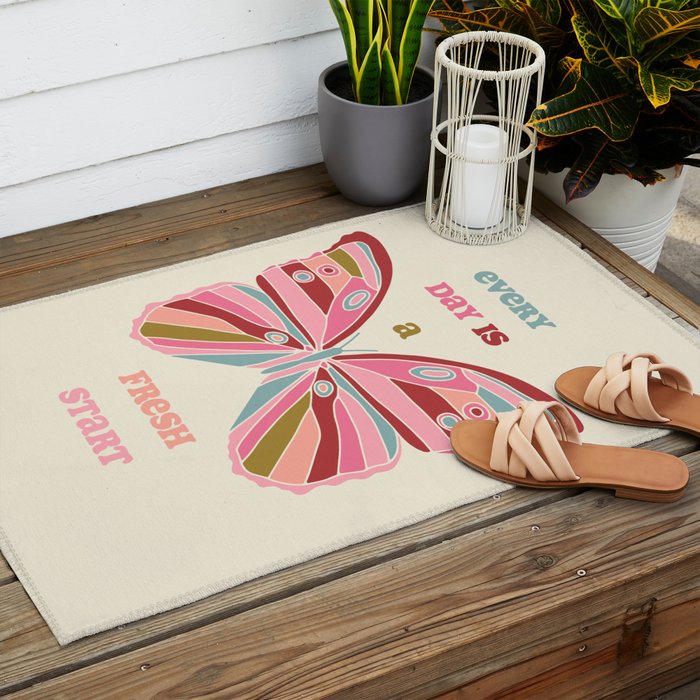 Every Day is a Fresh Start Butterfly Outdoor Rug Gallery Image 2