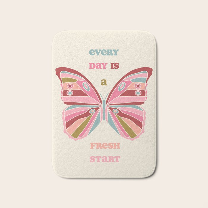 Every Day is a Fresh Start Butterfly Bath Mat Gallery Image 1