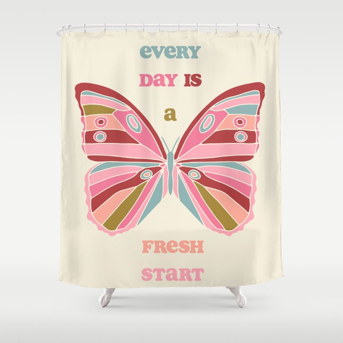 Every Day is a Fresh Start Butterfly Shower Curtain Gallery Image 1