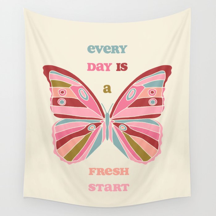 Every Day is a Fresh Start Butterfly Wall Tapestry Gallery Image 1