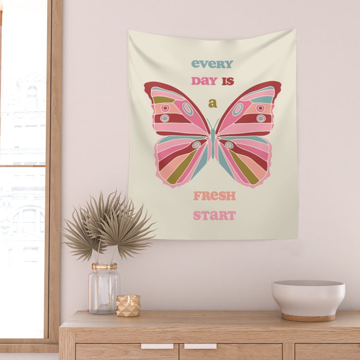 Every Day is a Fresh Start Butterfly Wall Tapestry Gallery Image 2