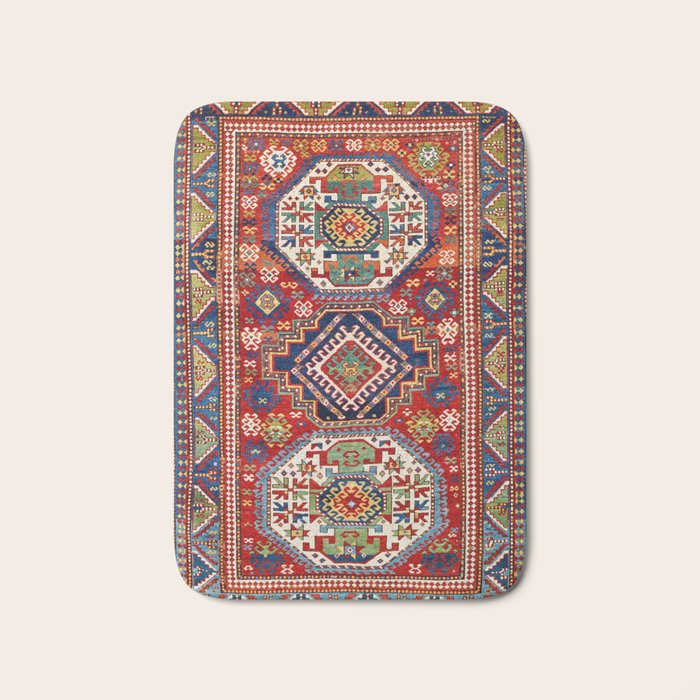 Three Medallion Kazak Southwest Caucasus Carpet Print Bath Mat Gallery Image 1