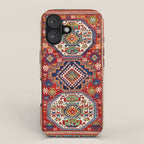 Three Medallion Kazak Southwest Caucasus Carpet Print iPhone Case Gallery Image 1
