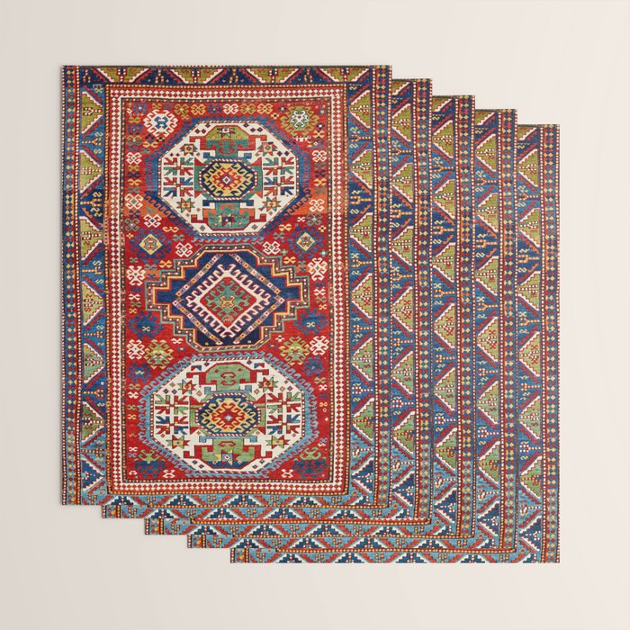 Three Medallion Kazak Southwest Caucasus Carpet Print Wrapping Paper Gallery Image 3