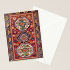 Three Medallion Kazak Southwest Caucasus Carpet Print Stationery Card Gallery Image 2