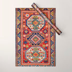 Three Medallion Kazak Southwest Caucasus Carpet Print Wrapping Paper Gallery Image 1