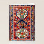 Three Medallion Kazak Southwest Caucasus Carpet Print Stationery Card Gallery Image 2