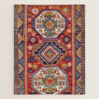 Three Medallion Kazak Southwest Caucasus Carpet Print Jigsaw Puzzle Gallery Image 1