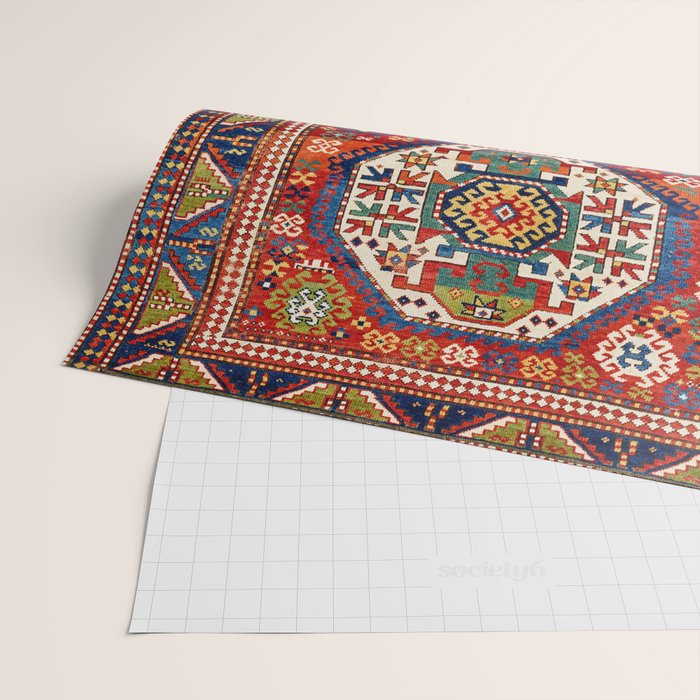 Three Medallion Kazak Southwest Caucasus Carpet Print Wrapping Paper Gallery Image 2
