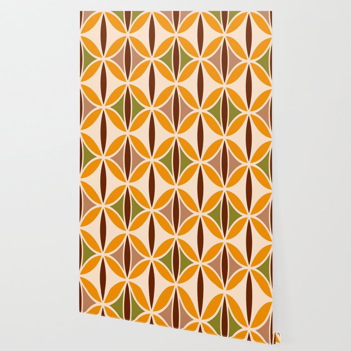 Retro 70s yellow brown ovals grid Wallpaper Gallery Image 2