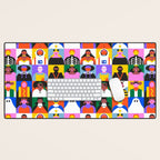 Diverse people in halloween costume pattern Desk Mat Gallery Image 1