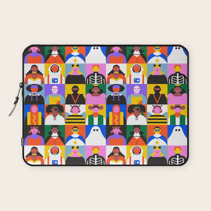 Diverse people in halloween costume pattern Laptop Sleeve Gallery Image 1
