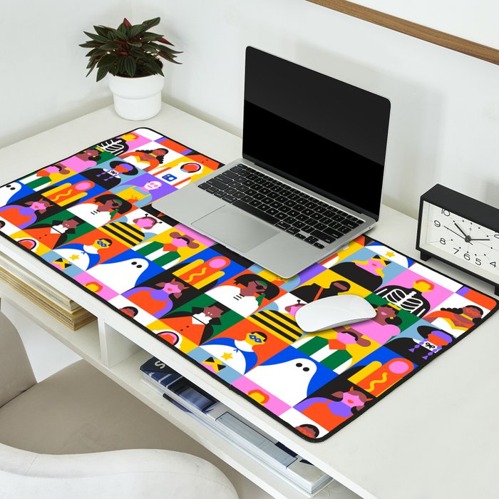 Diverse people in halloween costume pattern Desk Mat Gallery Image 2