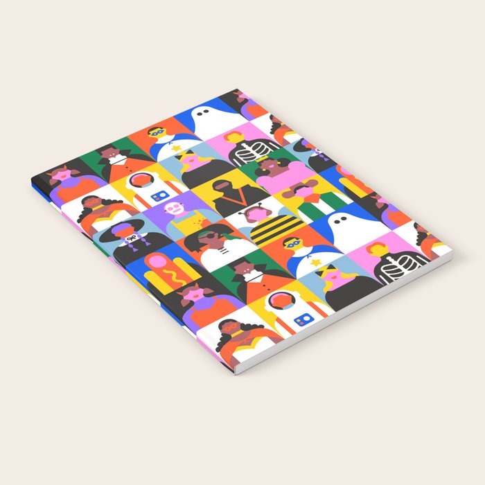 Diverse people in halloween costume pattern Notebook Gallery Image 1
