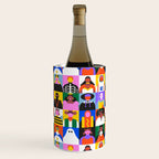 Diverse people in halloween costume pattern Wine Chiller Gallery Image 1