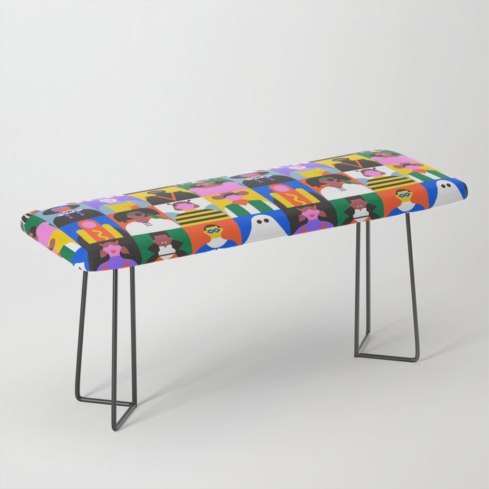 Diverse people in halloween costume pattern Bench Gallery Image 1