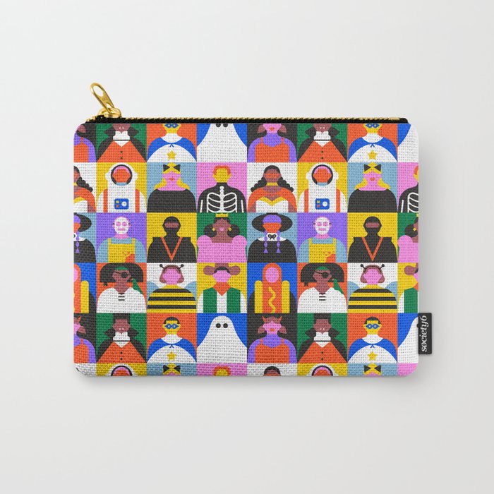 Diverse people in halloween costume pattern Carry All Pouch Gallery Image 1