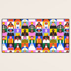Diverse people in halloween costume pattern Desk Mat Gallery Image 3