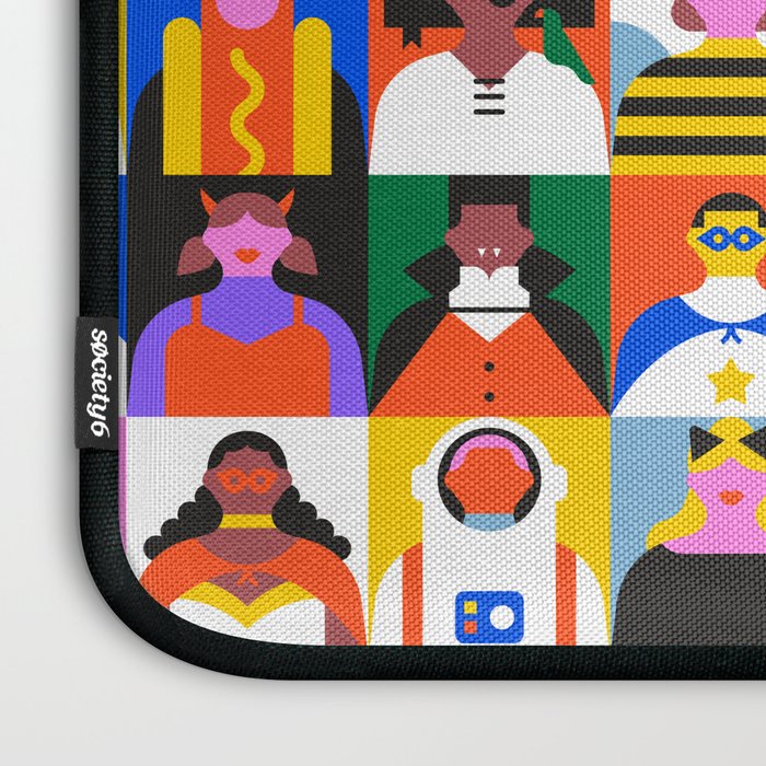 Diverse people in halloween costume pattern Laptop Sleeve Gallery Image 3