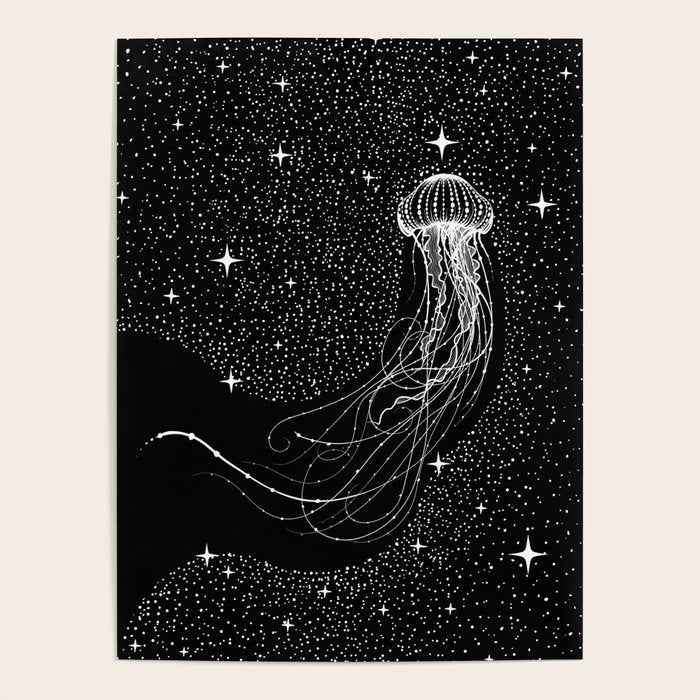 starry jellyfish (Black Version) Poster Gallery Image 1