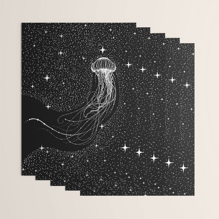 starry jellyfish (Black Version) Wrapping Paper Gallery Image 3