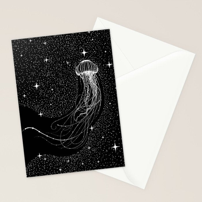 starry jellyfish (Black Version) Stationery Card Gallery Image 2