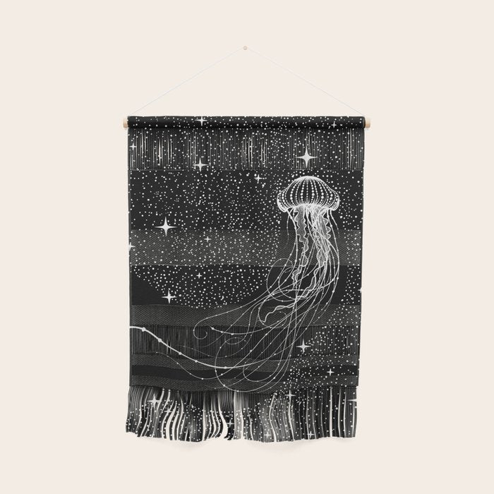starry jellyfish (Black Version) Wall Hanging Gallery Image 1