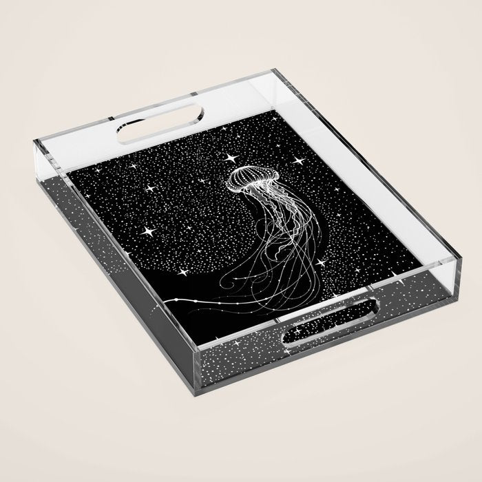 starry jellyfish (Black Version) Acrylic Tray Gallery Image 1