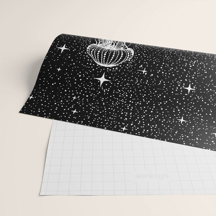 starry jellyfish (Black Version) Wrapping Paper Gallery Image 2