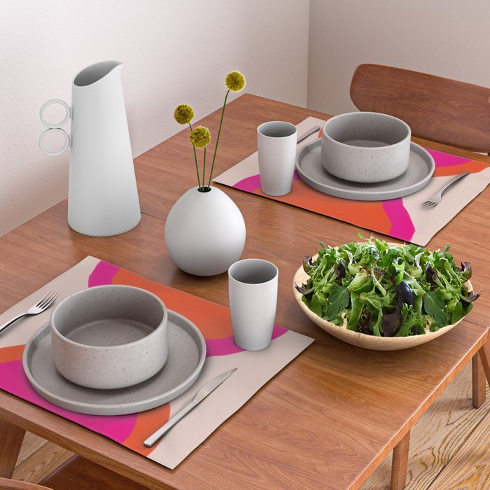Curved Trajectories (Fuchsia Pink and Orange) Placemat Gallery Image 2