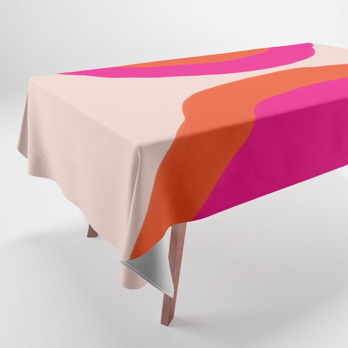 Curved Trajectories (Fuchsia Pink and Orange) Tablecloth Gallery Image 1