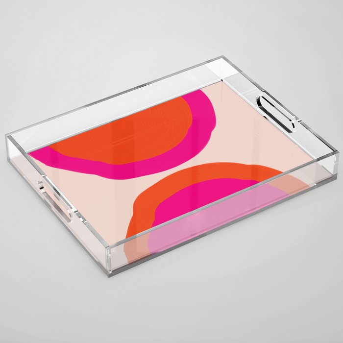 Curved Trajectories (Fuchsia Pink and Orange) Acrylic Tray Gallery Image 1