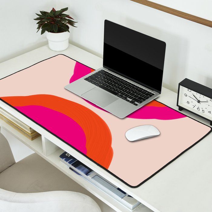 Curved Trajectories (Fuchsia Pink and Orange) Desk Mat Gallery Image 2