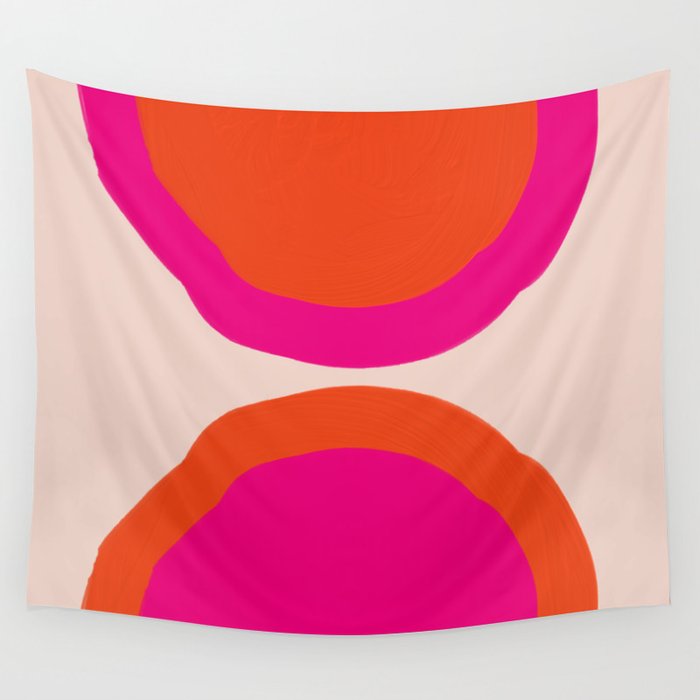Curved Trajectories (Fuchsia Pink and Orange) Wall Tapestry Gallery Image 4